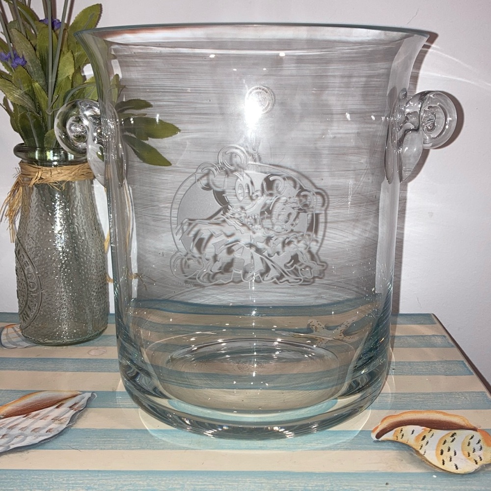 Disney Clear Glass Ice Bucket with Etched Design
